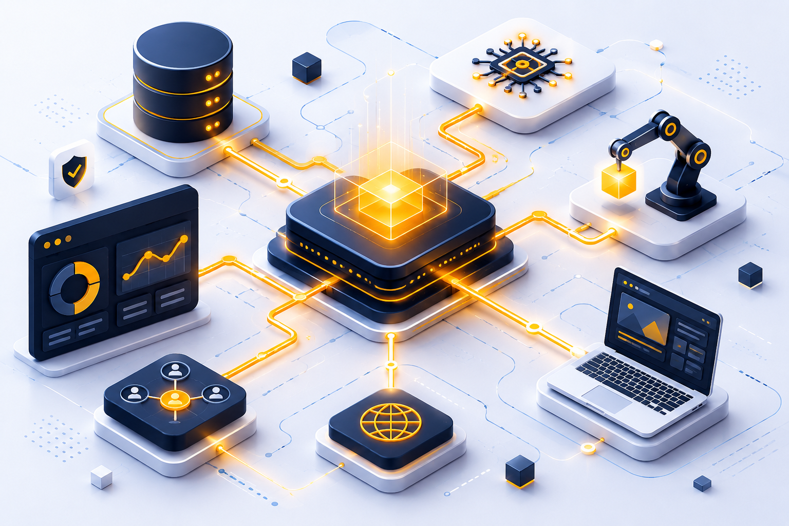 Sistema conectado de datos, IA y automatización